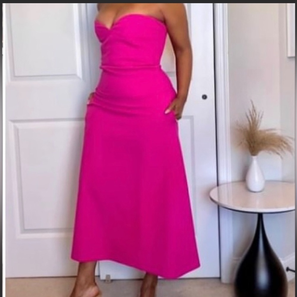 Zara hot pink Bustier corset midi dress - Picture 12 of 15